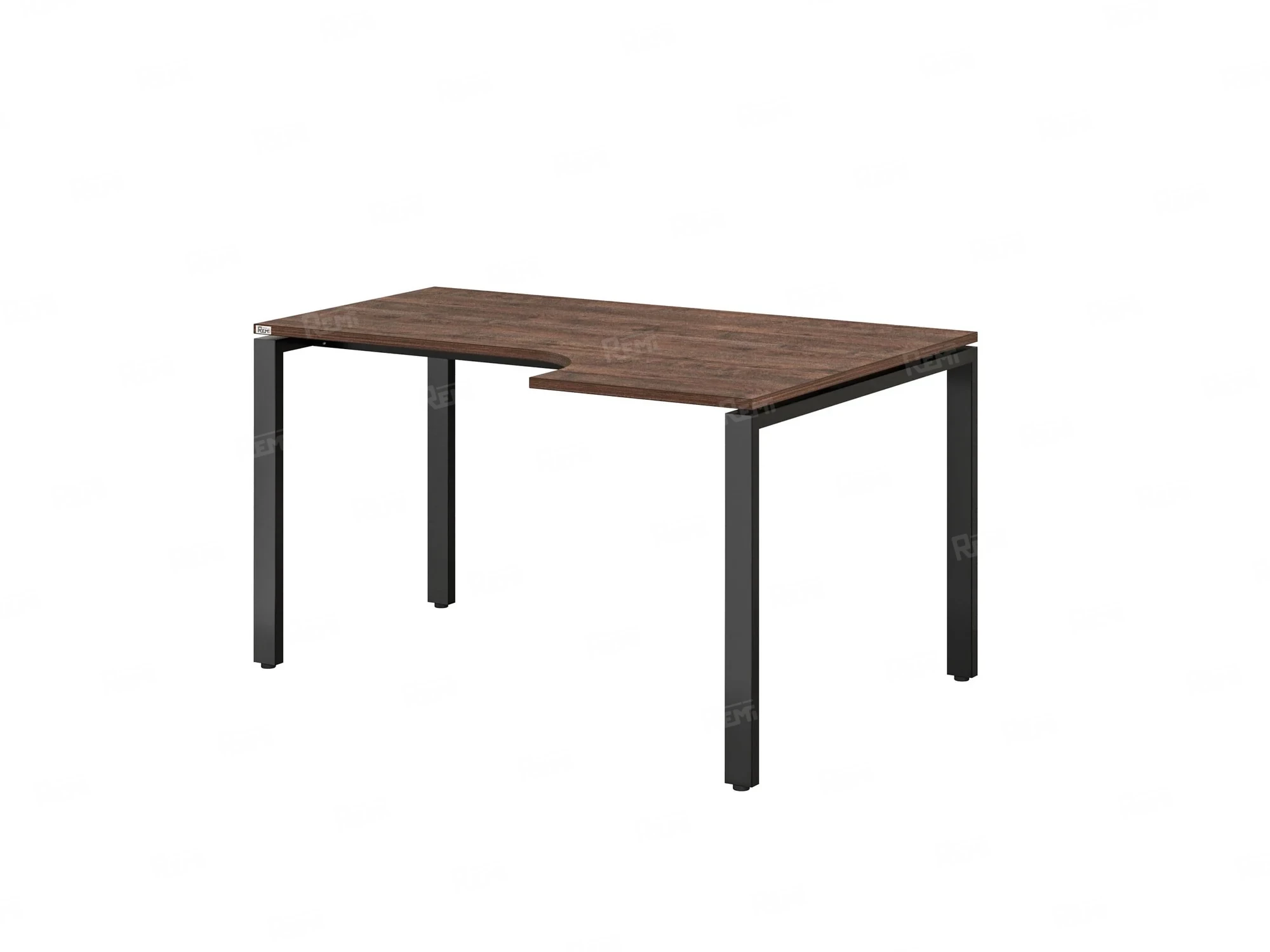 Стол угловой, П-опора, правый 1600x600/900x750, RM052-16x6-9 Дуб Апрельский шоколад/Черный