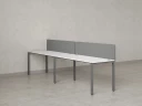 Бенч-система в 1 ряд, 2 рабочих места 2 тканевых экранов 2700x600x750 RM167-3-27x6 Белый/Серый