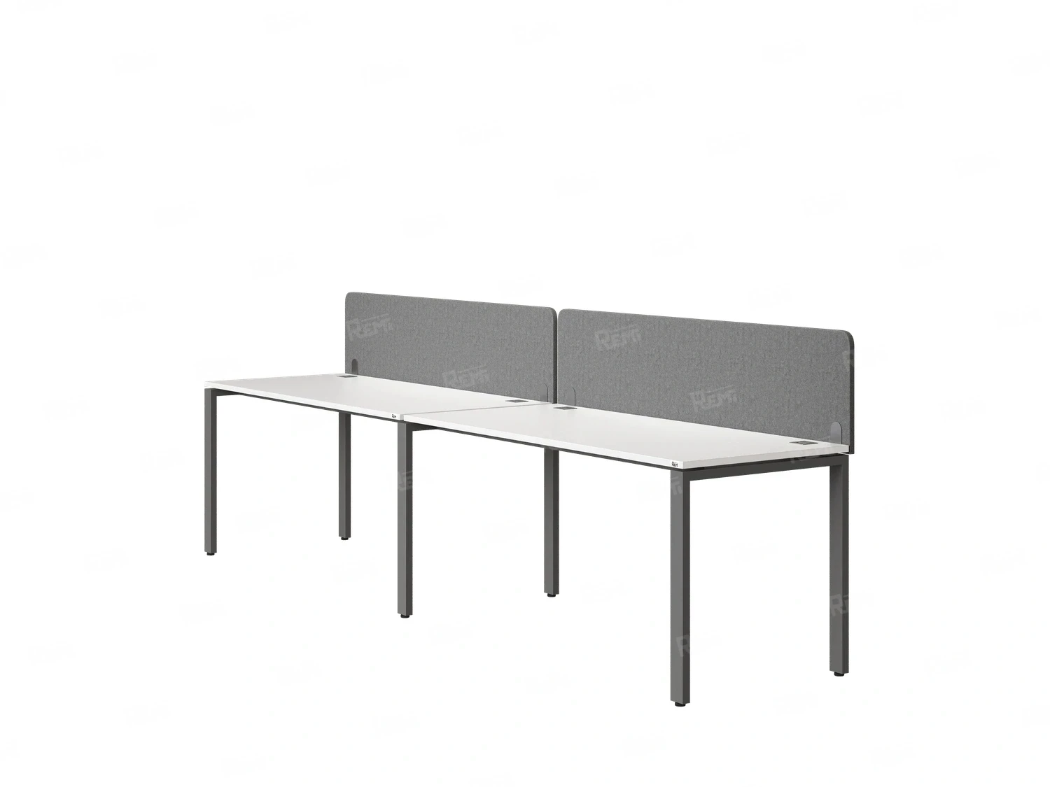 Бенч-система в 1 ряд, 2 рабочих места 2 тканевых экранов 2700x600x750 RM167-3-27x6 Белый/Серый