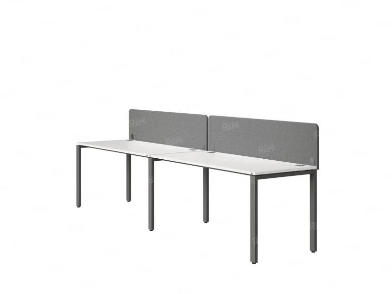 Бенч-система в 1 ряд, 2 рабочих места 2 тканевых экранов 2700x600x750 RM167-3-27x6 Белый/Серый