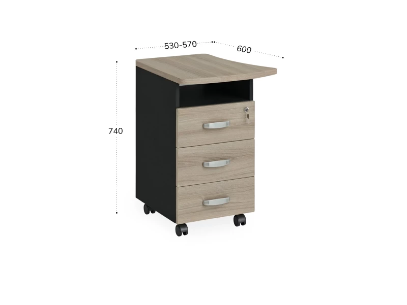 BRL RB085-53х60L Тумба приставная левая 530х600х740 Шорвуд/Черный