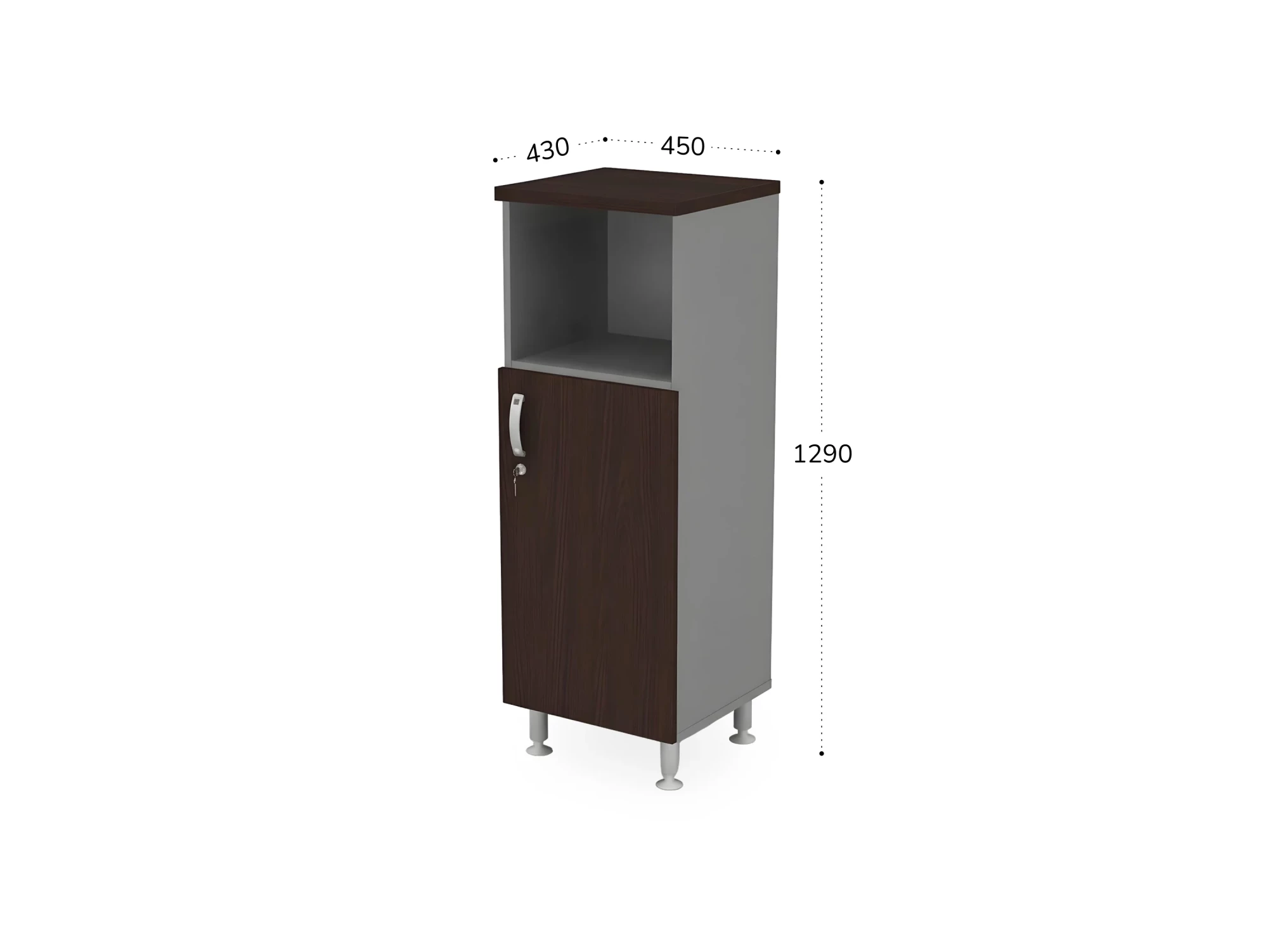 BRL RB048-45х43R Шкаф-стеллаж узкий 3 уровня правый 450х430х1290 Венге/Серый вулканический