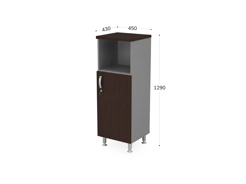 BRL RB048-45х43R Шкаф-стеллаж узкий 3 уровня правый 450х430х1290 Венге/Серый вулканический