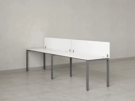 Бенч-система в 1 ряд, 2 рабочих места 2 ЛДСП экранов 3200x800x750 RM167-4-32x8 Белый/Серый