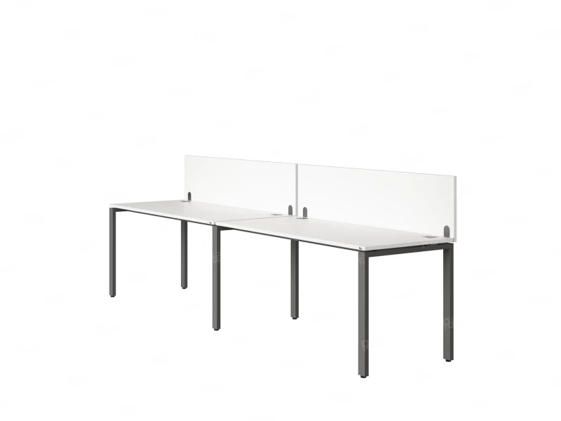 Бенч-система в 1 ряд, 2 рабочих места 2 ЛДСП экранов 3200x800x750 RM167-4-32x8 Белый/Серый