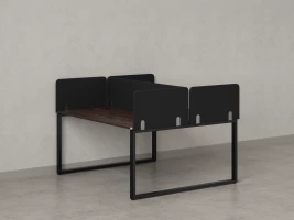 Бенч-система, 2 рабочих места, 5 тканевых экранов 1200x1600x750 RM169-3-12x16 Дуб Апрельский шоколад/Черный