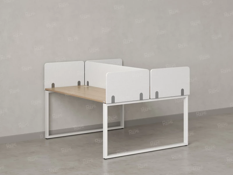 Бенч-система, 2 рабочих места, 5 тканевых экранов 1800x1200x750 RM169-3-18x12 Вяз Швейцарский светлый/Белый