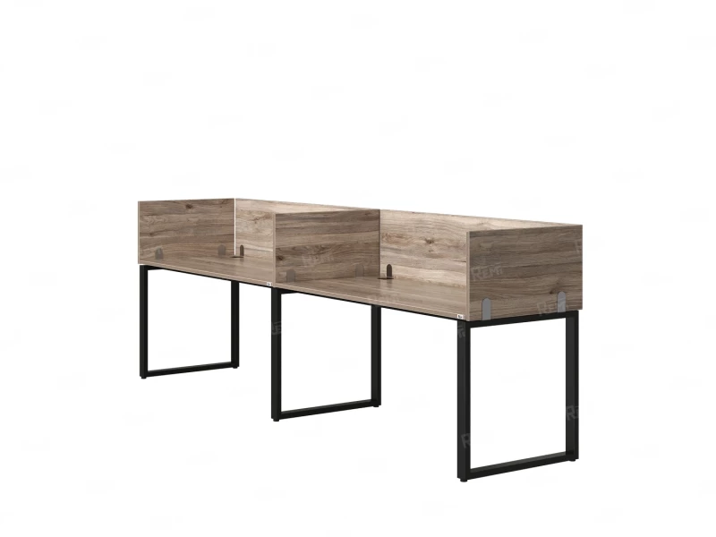 Бенч-система в 1 ряд, 2 рабочих места 5 ЛДСП экранов 2700x700x750 RM168-2-27x7 Дуб Маувелла/Черный