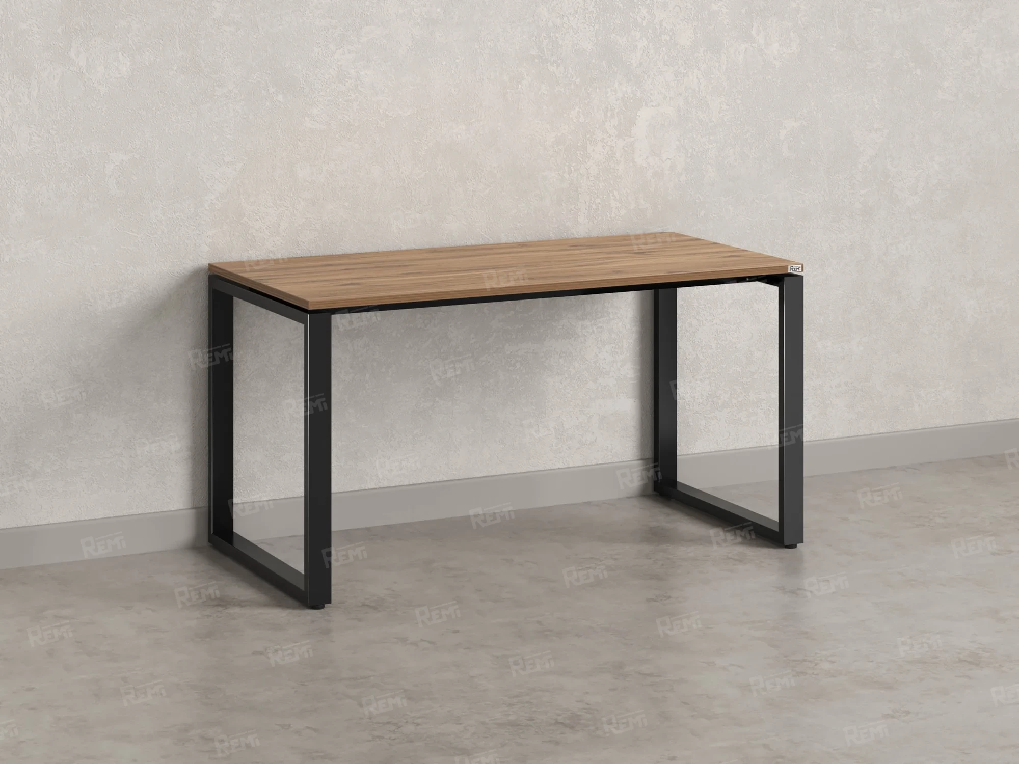 Стол прямой на O-образных опорах 2000x800x750 RM002-20x8 Дуб Юстус/Черный