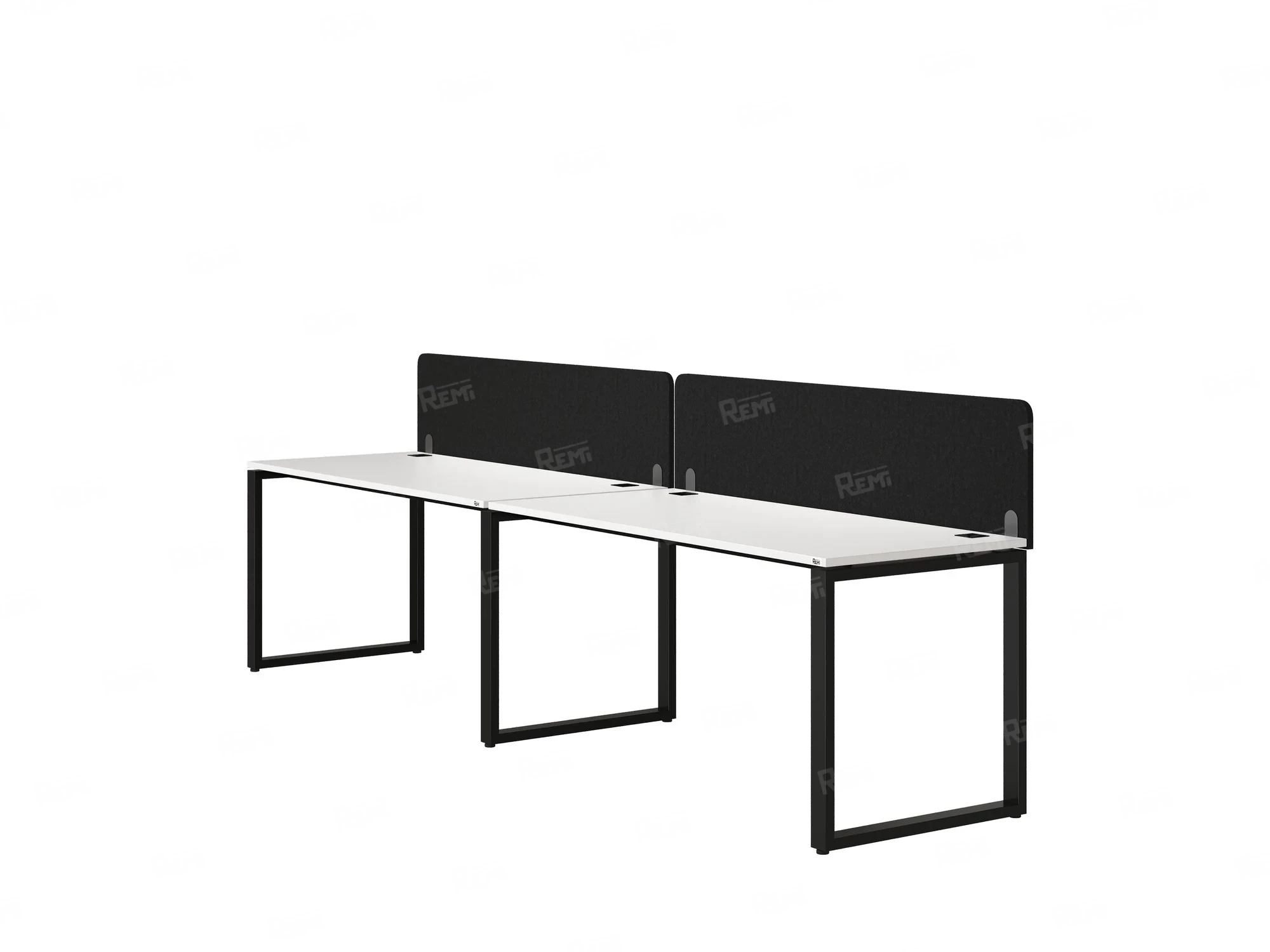 Бенч-система в 1 ряд, 2 рабочих места 2 тканевых экранов 2700x600x750 RM168-3-27x6 Белый/Черный