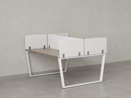 Бенч-система, 2 рабочих места, 5 тканевых экранов 1200x1600x750 RM172-3-12x16 Дуб Маувелла/Белый