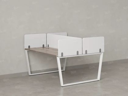Бенч-система, 2 рабочих места, 5 тканевых экранов 1200x1600x750 RM172-3-12x16 Дуб Маувелла/Белый