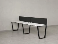 Бенч-система в 1 ряд, 2 рабочих места 2 тканевых экранов 2700x600x750 RM174-3-27x6 Белый/Черный