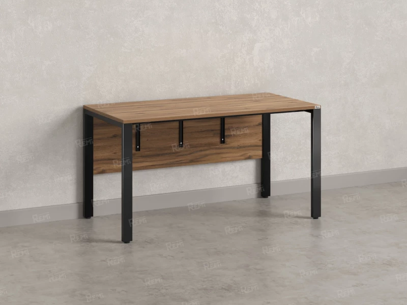 Стол прямой на П-образных опорах, экран ЛДСП 1800x600x750 RM005-18x6 Дуб Юстус/Черный