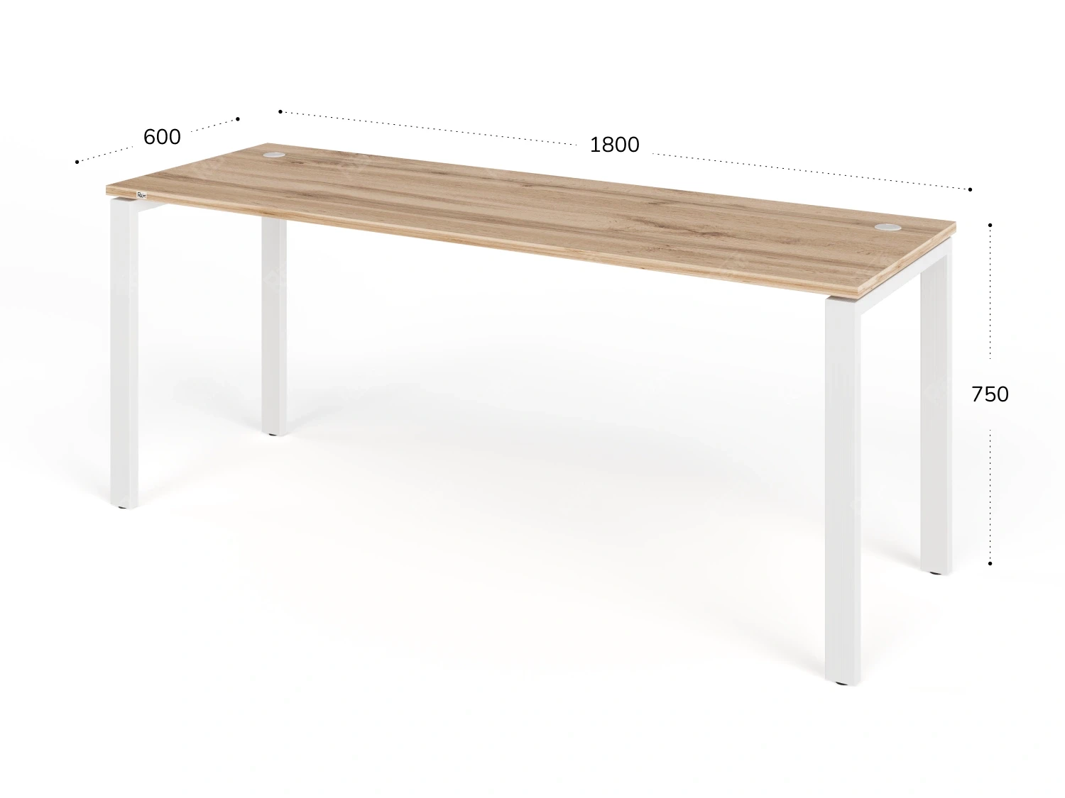 Стол прямой на металлокаркасе 1800x600x750 RTD069 Вотан/Белый. Серия Тандем / Tandem. Серия Тандем / Tandem