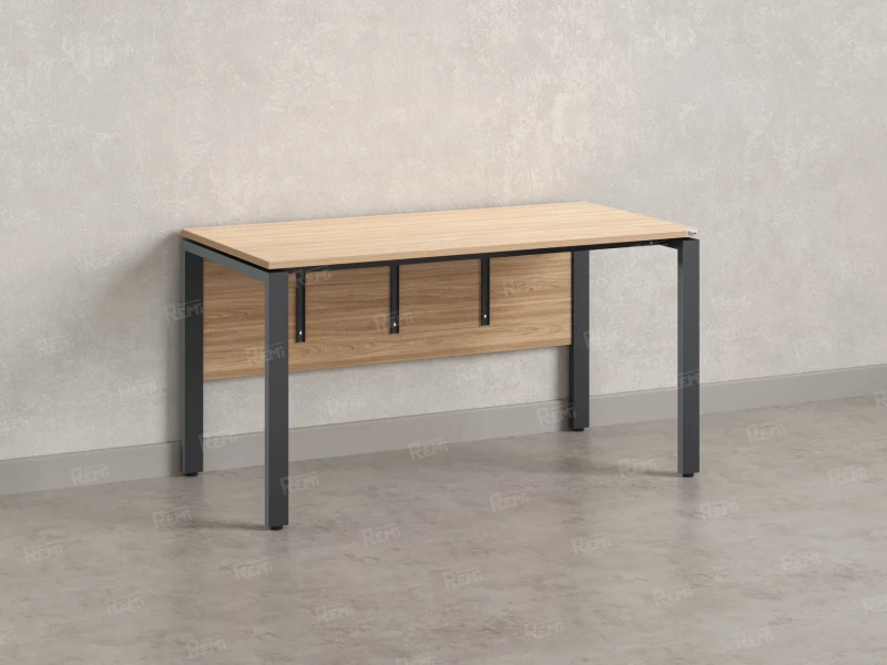 Стол прямой, П-опоры, экран ЛДСП,парящая стол-ца 1200x600x750 RM007-12x6 Вяз Швейцарский светлый/Серый