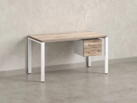 Стол прямой с подвесной тумбой 2 ящика, П-опора 2000x600x750 RM039-20x6 Дуб Маувелла/Белый