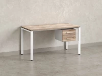 Стол прямой с подвесной тумбой 2 ящика, П-опора 2000x600x750 RM039-20x6 Дуб Маувелла/Белый