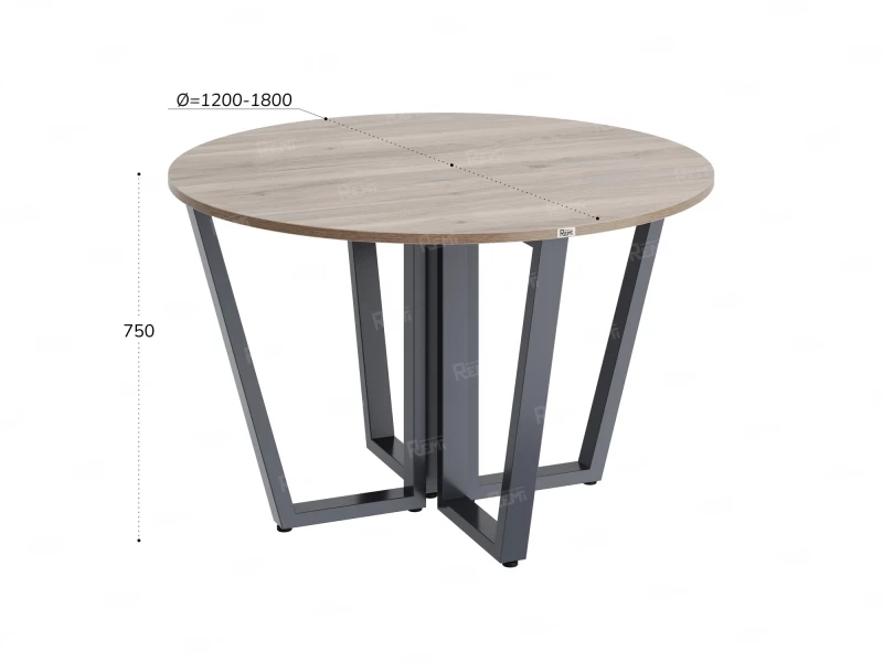 Круглый стол на U-образных опорах 1500x1500x750 RM188-15x15 Дуб Маувелла/Серый