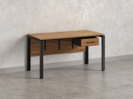 Стол прямой, подвесная тумба, ЛДСП экран, П-опора 1600x600x750 RM030-16x6 Дуб Юстус/Черный