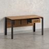 Стол прямой, подвесная тумба, ЛДСП экран, П-опора 1600x600x750 RM030-16x6 Дуб Юстус/Черный
