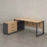 Стол прямой с тумбой L, ЛДСП экран, О-опора 1600x600x750 RM013L-16x6 Вяз Швейцарский светлый/Серый