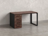 Стол прямой с тумбой на О-образных опоре, левый 1800x700x750 RM104-18x7 Дуб Апрельский шоколад/Черный