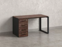 Стол прямой с тумбой на О-образных опоре, левый 1800x700x750 RM104-18x7 Дуб Апрельский шоколад/Черный