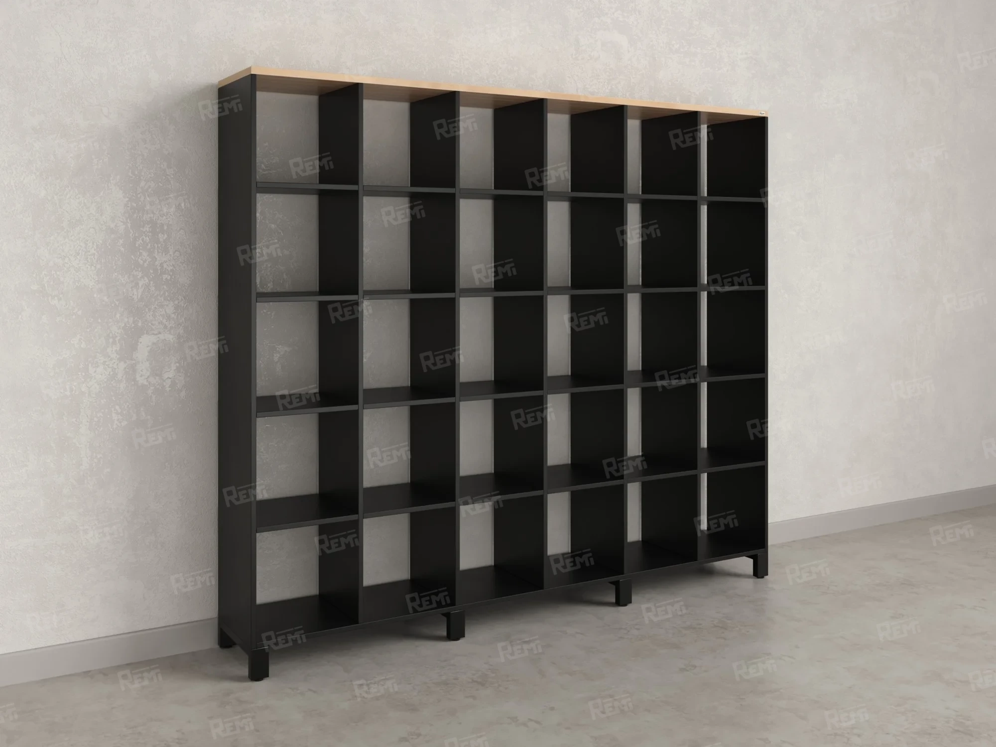 Стеллаж, 30 ячеек 2250х370х1980 RM143-225x37 Вяз Швейцарский светлый/Черный