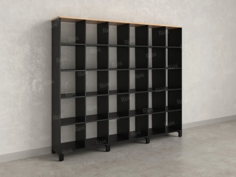 Стеллаж, 30 ячеек 2250х370х1980 RM143-225x37 Вяз Швейцарский светлый/Черный