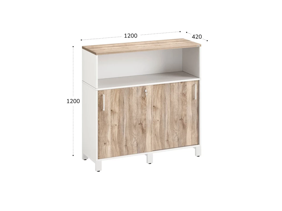 Шкаф-купе низкий, 2 полки с надстройкой 1200x420x1200 RM126-120x42 Дуб Маувелла/Белый
