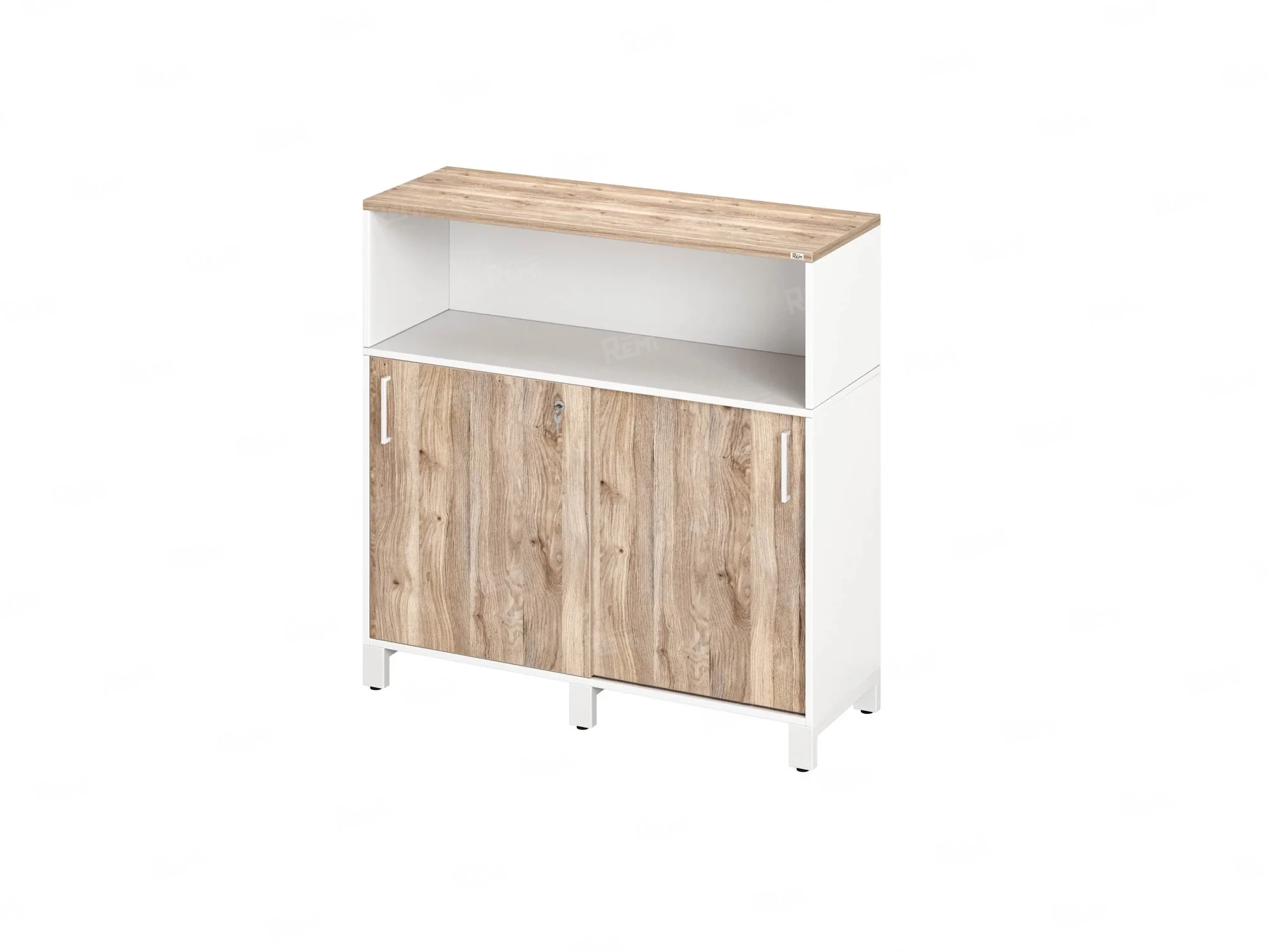 Шкаф-купе низкий, 2 полки с надстройкой 1200x420x1200 RM126-120x42 Дуб Маувелла/Белый