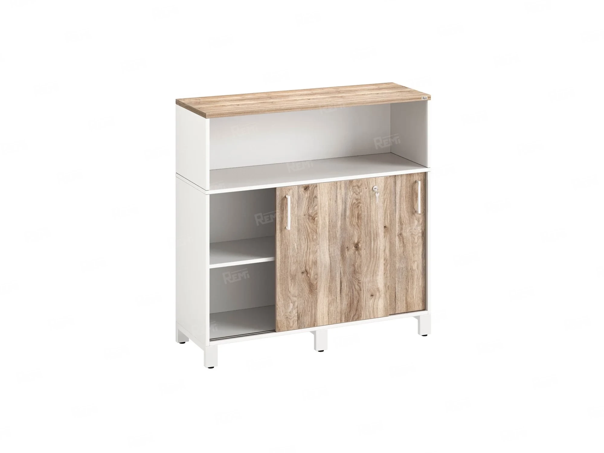 Шкаф-купе низкий, 2 полки с надстройкой 1200x420x1200 RM126-120x42 Дуб Маувелла/Белый