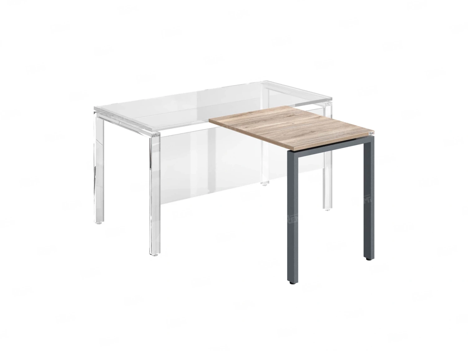 Брифинг прямой, с парящей столешнецей, на П-образном каркасе 900x800x750 RM070-9x8 Дуб Маувелла/Серый