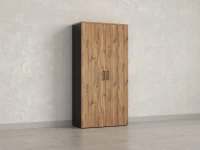 Шкаф распашной, регулируемые опоры, 5 уровней 900x420x1800 RM153-90x41 Дуб Юстус/Черный