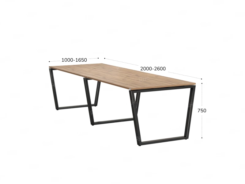 Cтол для переговоров, на V-обазном каркасе 2200x1650x750 RM082-220x165 Дуб Юстус/Черный