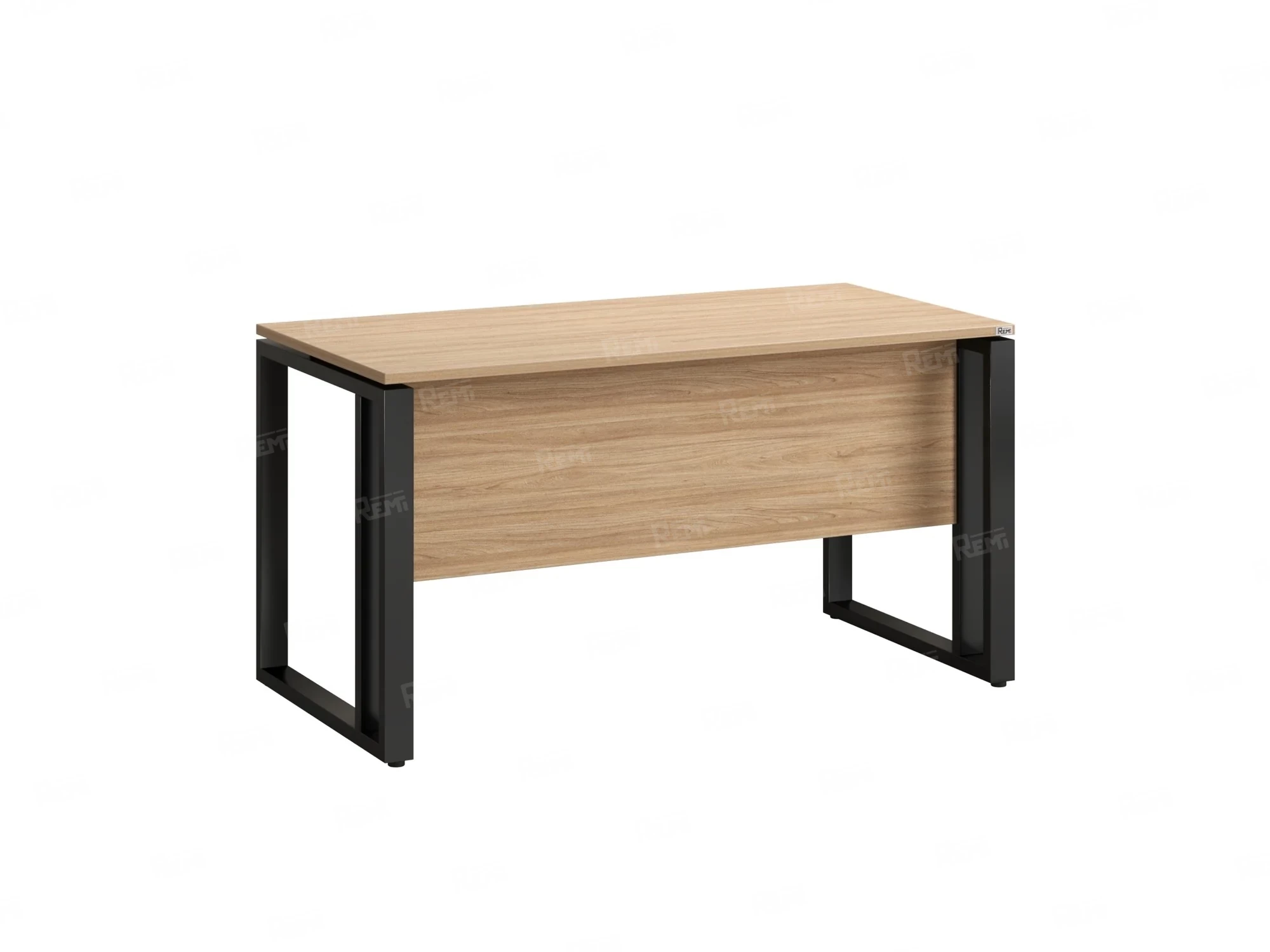 Стол прямой на О-образных опорах с экраном ЛДСП 1200x900x750 RM041-12x9 Вяз Швейцарский светлый/Черный