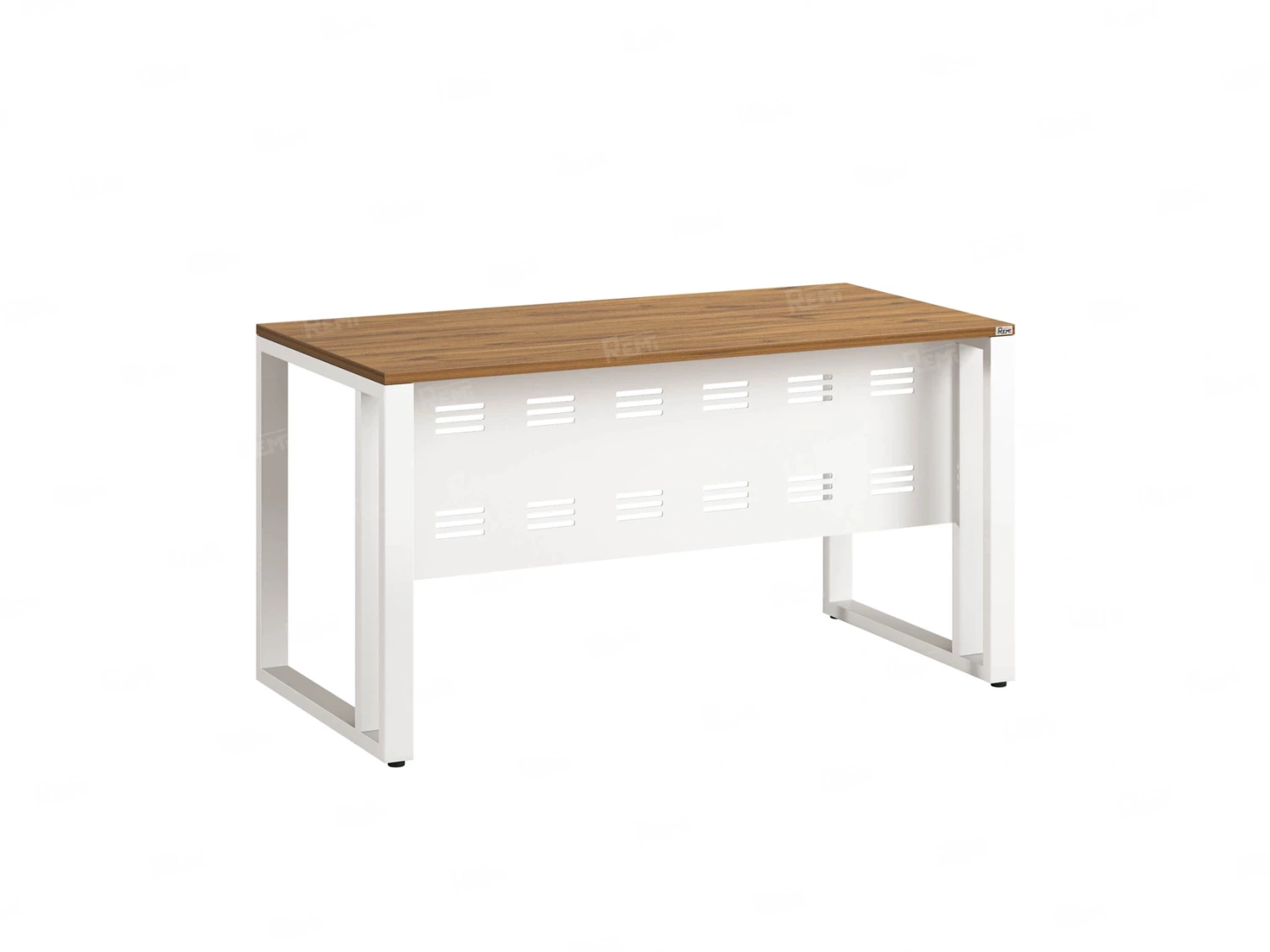 Стол прямой на О-образных опорах с металлическим экраном 1000x700x750 RM042-10x7 Юстус/Белый