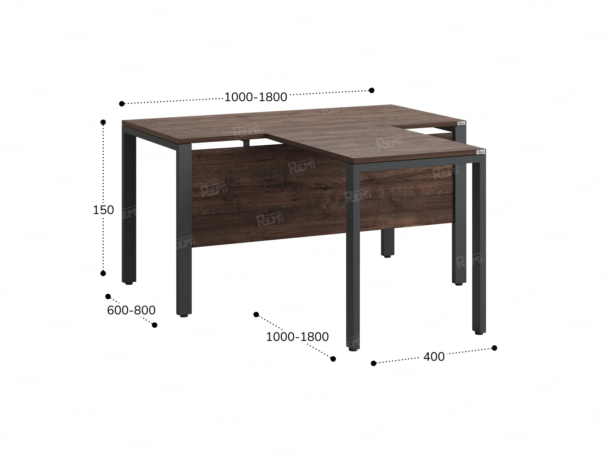 Стол с брифингом на П-образных опорах с экраном ЛДСП RM044-16x6 1600x2200x750 Дуб Апрельский шоколад/Серый