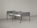 Бенч-система, 4 рабочих места, на П-образных опорах, 8 тканевых экранов 2000x1400x750 RM166-1-10x14 Белый/Серый