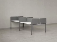 Бенч-система, 4 рабочих места, на П-образных опорах, 8 тканевых экранов 2000x1400x750 RM166-1-10x14 Белый/Серый