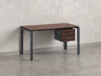 Стол прямой с подвесной тумбой 2 ящика, П-опора 1800x800x750 RM039-18x8 Дуб Апрельский шоколад/Серый