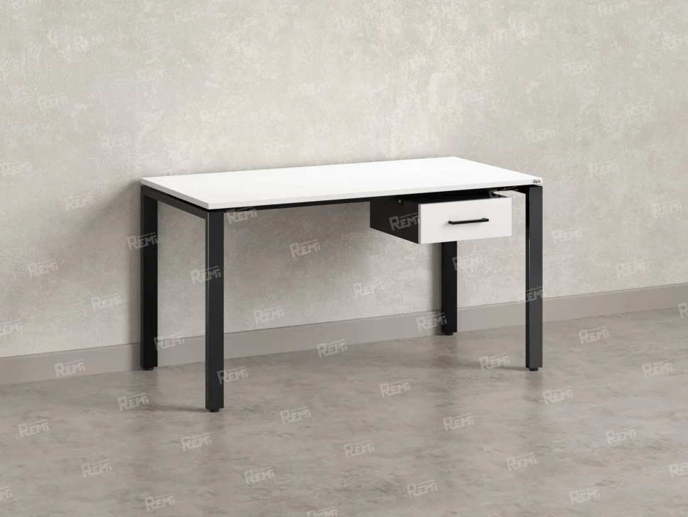 Стол прямой с подвесной тумбой, П-опора 1800x600x750 RM038-18x6 Белый/Черный