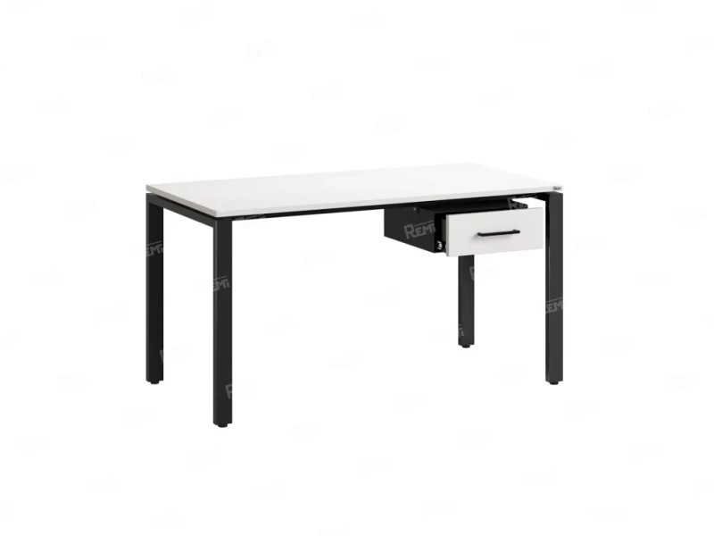 Стол прямой с подвесной тумбой, П-опора 1800x600x750 RM038-18x6 Белый/Черный