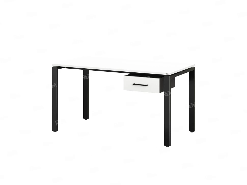 Стол прямой с подвесной тумбой, П-опора 1800x600x750 RM038-18x6 Белый/Черный