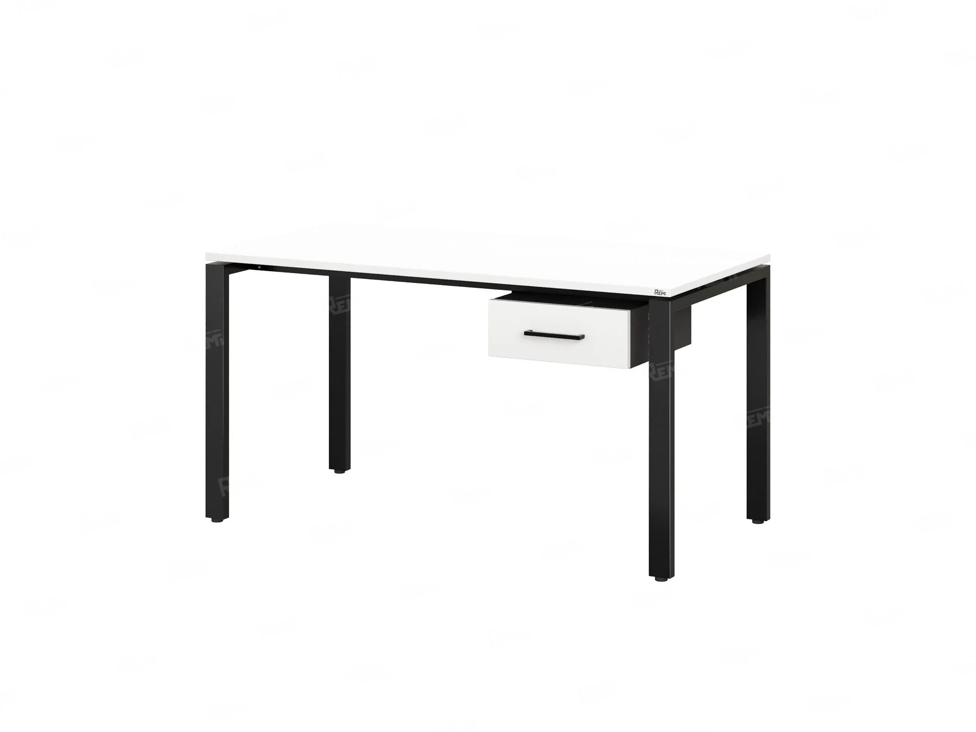 Стол прямой с подвесной тумбой, П-опора 1800x600x750 RM038-18x6 Белый/Черный