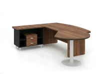 BRL RB072-255x200L Стол рук-ля L угловой с брифингом и тумбой 2 ящика 2550х2000х760 Венге/Черный