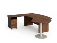 BRL RB073-215x200L Стол рук-ля L угл. с брифингом и тумбой 3 ящика 2150х2000х760 Орех Вармия/Черный