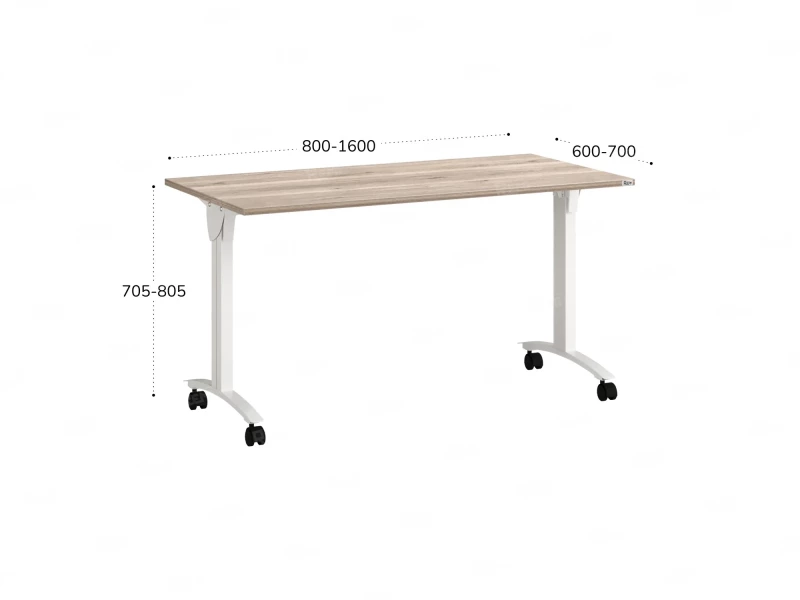 Стол складной, мобильный 1200x600x750 RM011-12x6 Дуб Маувелла/Белый