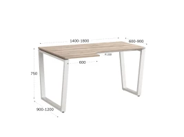Стол угловой, U-опора, левый 1600x600/900x750, RM051-16x6-9 Дуб Маувелла/Белый